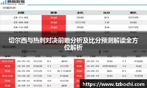 KS体育切尔西与热刺对决前瞻分析及比分预测解读全方位解析